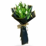 Siyah Zarafet Beyaz Lale Buketi – 5 Adet