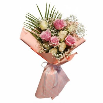 Masum Aşk – Pembe & Beyaz Gül Buketi