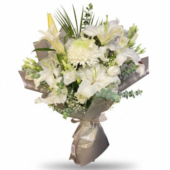 Mezuniyet Buketim – Beyaz Lilyum & Kasımpatı Buketi