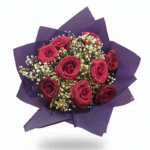 9 gül Buketi – Zarif Mor Ambalajlı Özel Tasarım