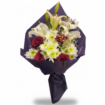 Öğretmenler Günü Lilyum, Kırmızı Gül ve Papatya Buketi – Büyük Özel Aranjman