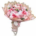 Pembe Şakayık ve Lilyum Buketi – Zarif Pembe Çiçek Aranjmanı