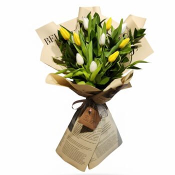 Sunny Grace – Sarı Beyaz Lale Buketi